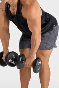 Short de fitness d'été en maille à motif solide pour hommes avec poche et vêtements de plage personnalisables Short de course teint en plaine - Product Image 2