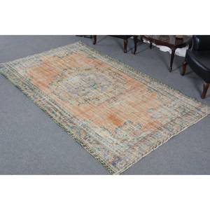 Tapis Vintage en Laine Vert Orange 5.7 X 9.7ft Turc Plat Tissage Patchwork Motif Salon Tapis avec Support en Latex - Product Image 2