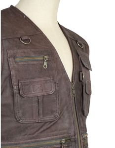 เสื้อกั๊กสำหรับนักขี่จักรยานแบบคลาสสิกของผู้ชายเสื้อกั๊กมอเตอร์ไซค์หนังทนทานมีกระเป๋าสำหรับฤดูหนาวขี่มอเตอร์ไซค์และใช้งานกลางแจ้ง - Product Image 3