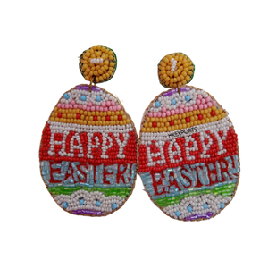 Happy Easter Beaded Egg <b>Earrings</b> Multicolor Resin Women's Bohemia Style Jewelry - Product Image 1