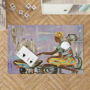 African Mother Cooking <b>Rugs</b> Black Woman <b>Rug</b> 3D Printed <b>Rug</b>,Chenille <b>Rug</b> - Product Image 2