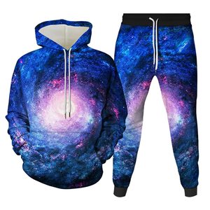 Vêtements de sport personnalisés Ensemble de jogging deux pièces pour hommes, survêtements à capuche décontractés 100% coton avec motif imprimé, vêtements d'entraînement - Product Image 3