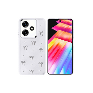 Coque de téléphone en silicone transparente antichoc avec paillettes de luxe pour Infinix Hot 30 Plus, design anti-empreintes digitales avec nœud - Product Image 1