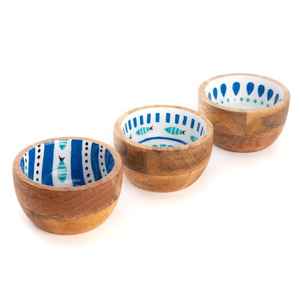 Bols en bois naturel de mangue, ronds, finition grain brun, pour servir des salades, des fruits, vaisselle rustique, vaisselle de cuisine, tailles empilables, profonds - Product Image 3