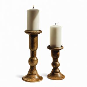 Portavelas de Madera Natural Hechos a Mano con Pedestal Tallado en Espiral para Decoración Rústica del Hogar - Product Image 6