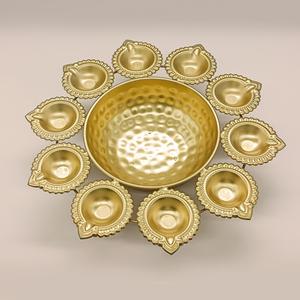 Decorative <b>Metal</b> Urli Diya Small With Brass for Interior Home Decor Diwali Decorative Bowl Diya Largest Manufacture Company - Product Image 3