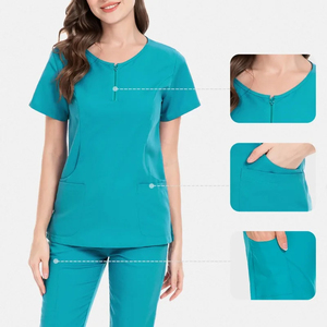 Ensemble d'uniformes de gommage médical de survêtement pour femmes confortables vêtements d'infirmière d'hôpital en tissu de coton tenue de soins de santé extensible - Product Image 2