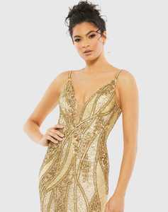 ชุดราตรีผ้าซาตินทรงเอไลน์แบบวินเทจหรูหราประดับลูกปัด ไร้แขน สำหรับผู้หญิง ตกแต่งคริสตัลและมุกธรรมชาติ เหมาะสำหรับงานปาร์ตี้ - Product Image 1