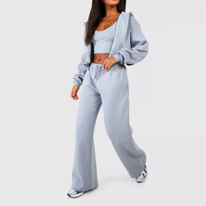 Nouveauté Hiver Printemps 2026 Ensemble 2 pièces pour femme : Pantalon superposé et sweat à capuche décontracté, personnalisable avec logo - Product Image 2