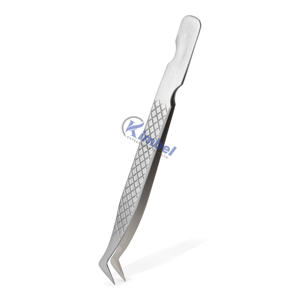 Vente en gros KIMBEL Pince à épiler à pointe en fibre d'acier inoxydable Extension de cils droite de marque privée 12cm de longueur Pointe lisse Durable - Product Image 2