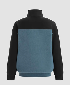 Sudadera de cuello alto con patrón geométrico para hombre, estilo pijo, forro polar elástico ligero, ajuste holgado con detalle de trenza - Product Image 3