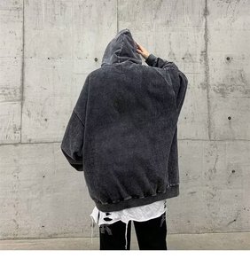 Hombres Streetwear Estilo Vintage Stone Acid Wash Sudadera con capucha en blanco Hip Hop French Terry Cloth Sudaderas con capucha lavadas DDP Envío - Product Image 5