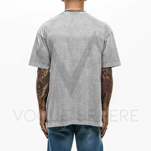 Men's 100% Cotton T Shirt Oversized <b>Acid</b> Washed <b>Drop</b> Shoulder Blank Streetwear Heavyweight Solid Men's Anti-wrinkle T Shirt - Product Image 4