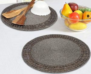 Handcrafted <b>Round</b> Beaded <b>Placemats</b> for Dining Table Wedding Christmas Decoration Family Gathering Parties - Product Image 5