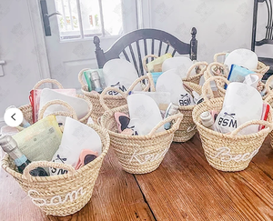 PERSONALIZED BASKET, Boho Straw Handbag, Bridesmaid Gifts, Customized Wedding <b>Beach</b> and Market <b>Bags</b> - Product Image 1
