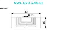 Etiqueta Adhesiva UHF RFID de 50x25mm 42x16mm con Antena, Chip 7U, Resistente al Agua/Intemperie, Mini Etiqueta para Tarjetas de Visita y Tarjetas de Crédito