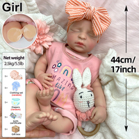 Lebensechte Reborn-Babypuppen 44 cm Realistische Neugeborenen-Kits Vollständiger Platin-Silikonkörper Filmqualität Baby-Mädchen-Puppe für Künstler