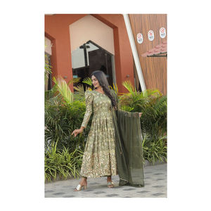 กางเกงผ้าไหม Anarkali Kurti และ Dupatta พร้อมงานปัก - Product Image 1