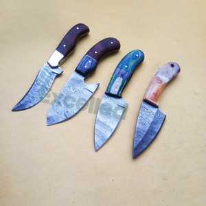 Cuchillo de caza de acero de Damasco hecho a mano, cuchillo desplumador para llevar todos los días, cuchillo de hoja fija, mango de madera con Funda de cuero - Product Image 5