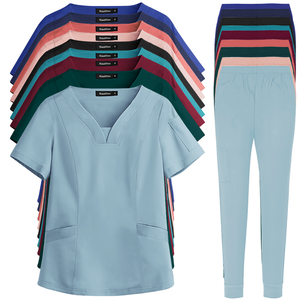 Uniformes de gommage médicaux professionnels hygiéniques soie coton Polyester Spandex mouvement facile gratuit Stretch personnalisé OEM Service pour - Product Image 2
