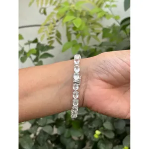 Pulsera de tenis de plata 925 con cuarzo transparente, accesorio de moda - Product Image 3