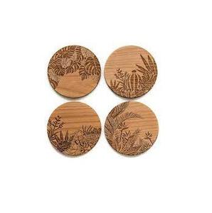 Posavasos de madera personalizados, posavasos de madera cuadrados redondos con soporte, protección de mesa brillante atractiva, posavasos geniales - Product Image 1