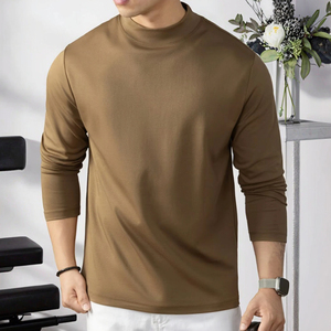 Men's Blank Solid Color Embroidered Breathable Cotton Spandex T-Shirts Men Long Sleeve Casual Wear <b>TShirt</b> Custom Printed T Shirt - Product Image 2