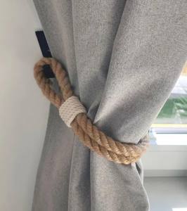Abrazadera para Cortina de Cuerda de Yute con Detalles de Algodón Blanco, Estilo Rústico Boho - Product Image 1