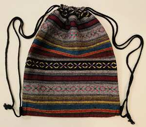 Sac à dos à cordon en coton avec coutures noires - Product Image 1