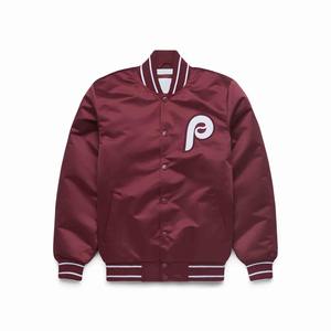 Chaquetas Bomber de satén de lona ecológicas, cuello levantado, poliéster reciclado, forro suave, posición frontal del logotipo para bordado de marca - Product Image 6