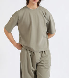 Camiseta de moda de verano para hombre, algodón pesado, manga corta y ajuste holgado, Color sólido, tela de punto 100% - Product Image 1