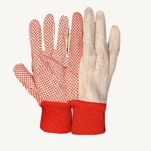 Gants en tissu de toile de coton vietnamien à haute adhérence, 2 à 3 couches, cousus, avec points en PVC (noir) - Product Image 3