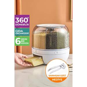 Organizador Multiusos Giratorio 360° de 6 Piezas, Plástico Gris, Tamaño Único, para Alimentos y Legumbres Secas, Hecho en Turquía - Product Image 3