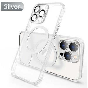 เคสกระจกกันรอยเลนส์โลหะสำหรับ iPhone 15 Plus 6.7 นิ้ว พร้อมวงแหวนแม่เหล็ก สีเงิน - Product Image 1