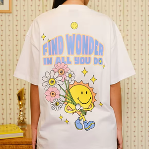 T-shirt femme surdimensionné à épaules tombantes 240 GSM qualité supérieure 100% coton décontracté grande taille Design imprimé graphique personnalisé été - Product Image 1