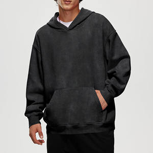 Sweats à capuche délavés pour hommes fabricant pull surdimensionné sweat épais en relief polaire impression bouffante personnalisée sweats à capuche pour hommes - Product Image 2