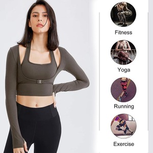 Haut de yoga solide de qualité supérieure avec leggings de compression à étriers sublimés-Ensemble élégant et fonctionnel pour l'entraînement quotidien - Product Image 2
