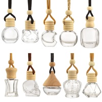 Diffuseur d'arômes suspendu en verre givré ovale pour voiture, avec bouchon en bois, décoration d'intérieur, flacon de parfum 5ml 10ml 15ml, vente en gros