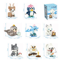 Penguin lucu beruang kutub batu bata Mini pendidikan DIY miniatur hewan blok bangunan plastik Model mainan konstruksi Juguete