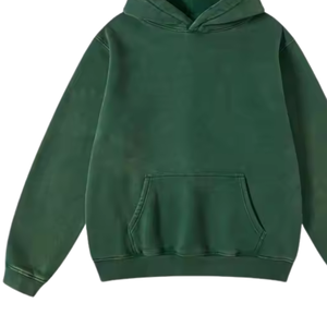 เสื้อฮู้ดผู้ชายสีเขียวโอเวอร์ไซส์ผ้าฟลีซแบบสวมหัวเสื้อมีฮู้ดฟอกสีเขียวไซส์ใหญ่พิเศษผ้าคอตตอนหนาใส่ในฤดูหนาวออกแบบโลโก้ได้ตามต้องการ - Product Image 3