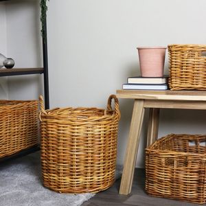 New Style Bamboo Plastic Wicker Rattan Woven <b>Baskets</b> PE Carton Linen Office Living Room <b>Storage</b> Containers Laundry <b>Storage</b> - Product Image 1