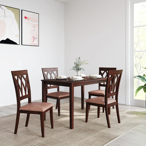 เก้าอี้รับประทานอาหารทำจากพลาสติก4-Seater ปรับได้ชุดโต๊ะอาหารทำจากไม้ MDF เฟอร์นิเจอร์ในบ้านยอดนิยม