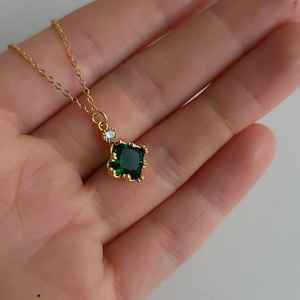 <b>Emerald</b> Green Jewel 925 Sterling Silver 14k <b>Gold</b> Plated Vintage Filigree Charm <b>Necklace</b> Bridgerton Elegant Gift IGI Certified - Product Image 5