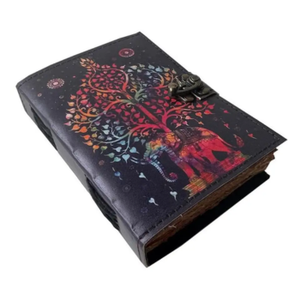 วารสารหนังแท้วินเทจทำด้วยมือพิมพ์ลายช้างสีสันสดใสมีสไตล์สัตว์ที่มีกระดุมล็อคกันความร้อนสำหรับงานฝีมือหนัง - Product Image 2