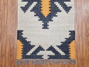 พรมขนแกะถักด้วยมือลายนักวิ่งสีเหลืองสีดำแนวแอบสแตรกต์ดีไซน์แบบทางเดินในห้องโถงพรมสีเหลืองสำหรับใช้ในบ้าน - Product Image 5