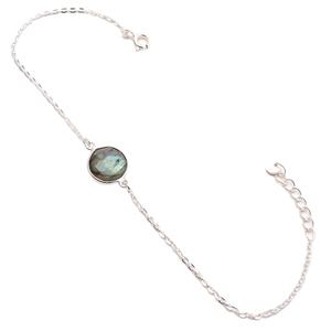 Manufacture Handmade 925 Solid Sterling <b>Silver</b> Natural Labradorite <b>Chain</b> Beautiful <b>Bracelet</b> FineJewelry at Wholesale Quantity - Product Image 1