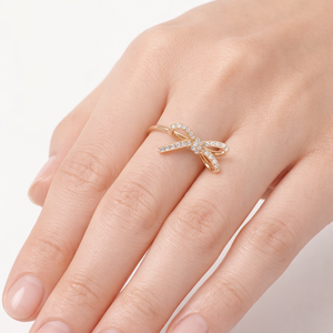 Bagues de fiançailles personnalisées en argent sterling 925 avec nœud papillon et diamants pavés en or 14 carats, diamants de laboratoire, élégantes pour les soirées - Product Image 6