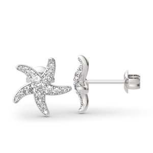 Jeulia Starfish Sterling <b>Silver</b> <b>Stud</b> Earrings for Wedding - Product Image 2