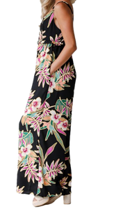 Mono floral negro y rosa llamativo de moda elegante para mujer al mejor precio para opciones de ropa informal y de fiesta a los mejores precios - Product Image 4