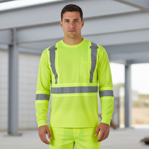 เสื้อยืดแขนยาวผู้ชายแบบสะท้อนแสงพร้อมไฟ LED  ผ้าโพลีเอสเตอร์ 100%  มาตรฐาน ANSI  สำหรับงานขายส่ง - Product Image 5